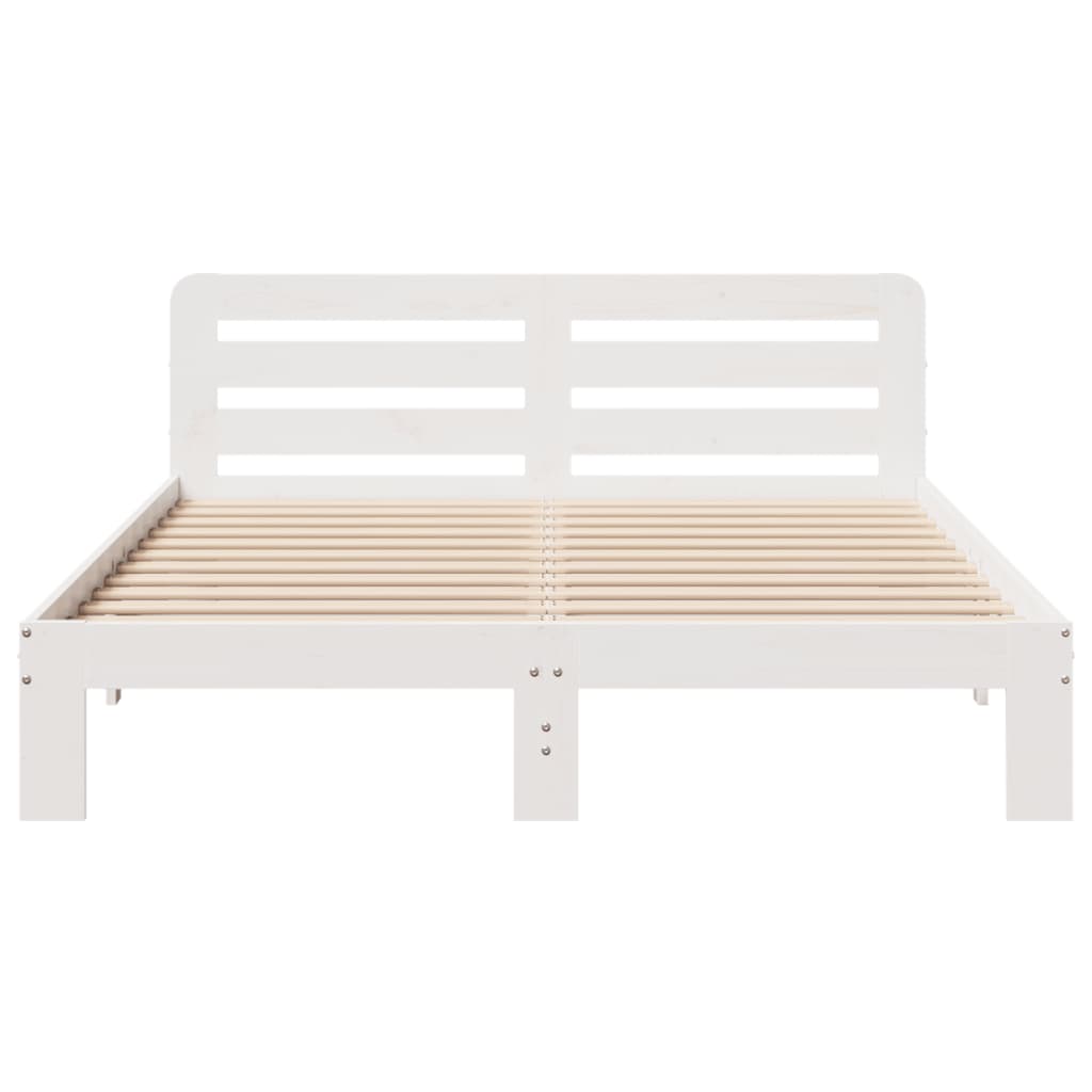 Solid Pine Wood Bed Frame 120x200cm, White Finish, No Mattress