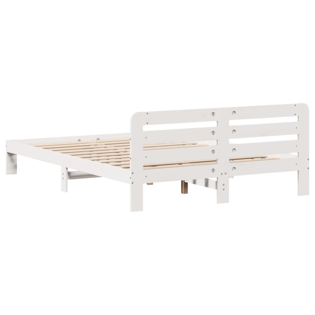 Solid Pine Wood Bed Frame 120x200cm, White Finish, No Mattress