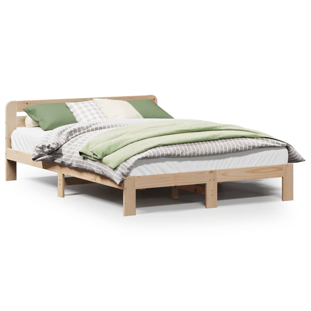 Solid Wood Pine Bed Frame 140x200 cm - Mattress Not Included