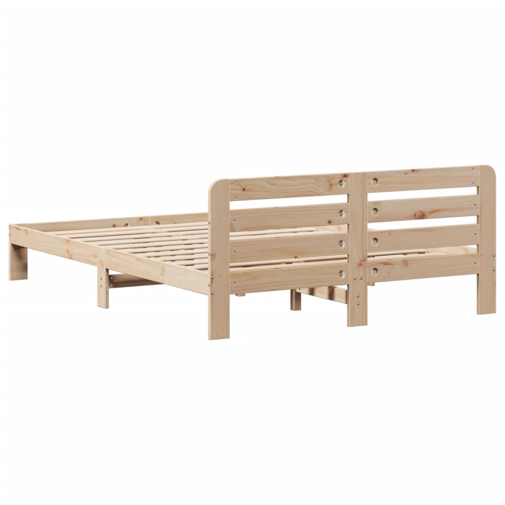 Solid Wood Pine Bed Frame 140x200 cm - Mattress Not Included