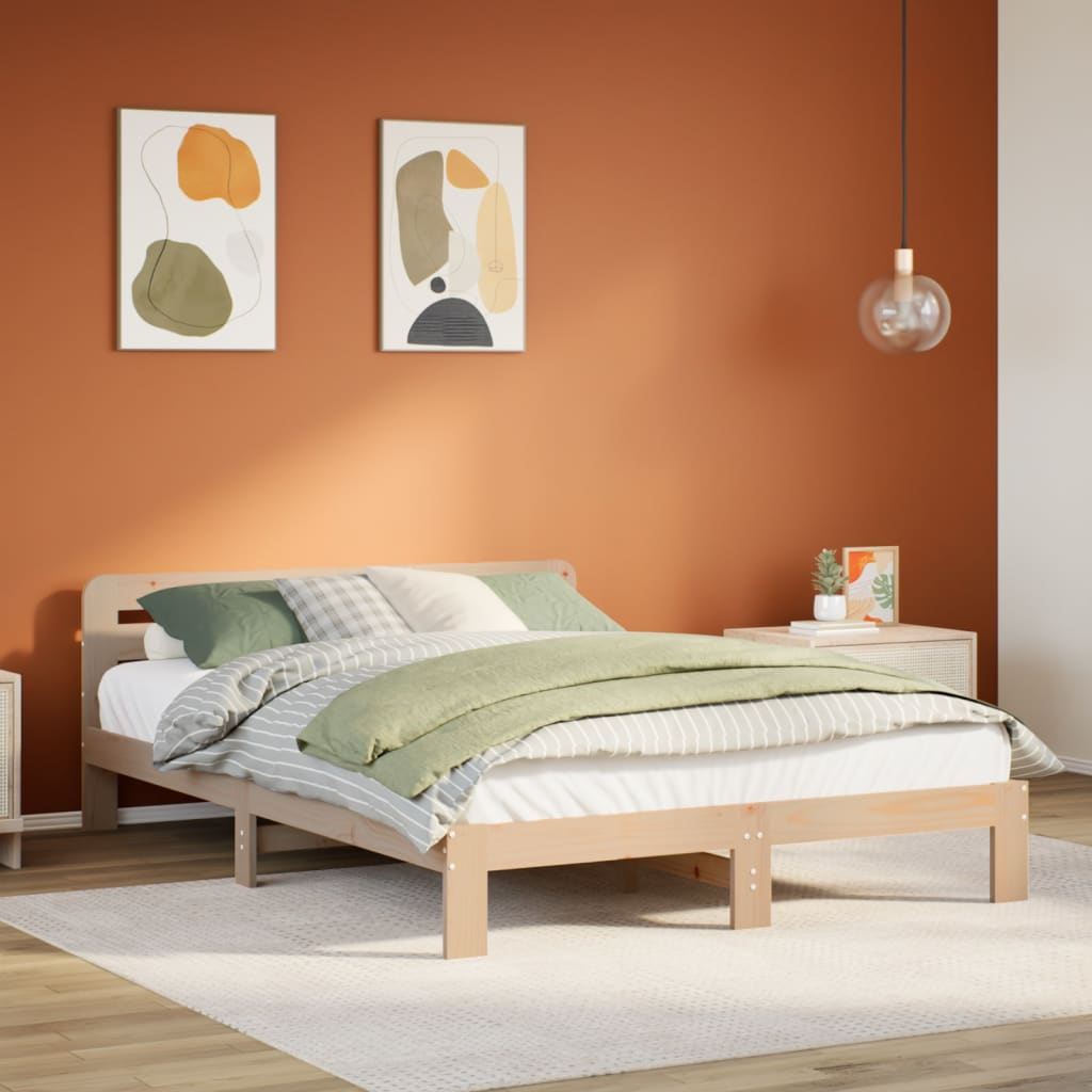 Solid Wood Pine Bed Frame 140x200 cm - Mattress Not Included
