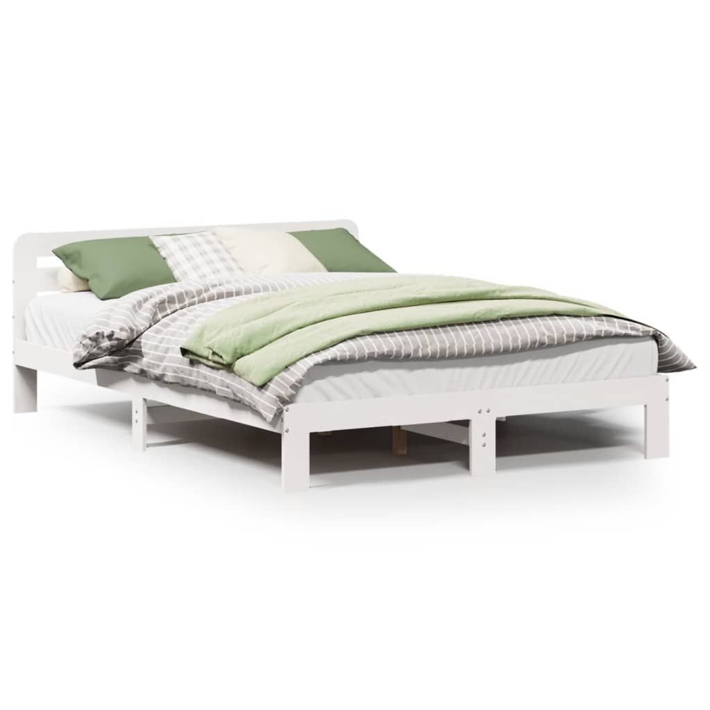 King Size Solid Pine Bed Frame 150x200 cm - White Finish