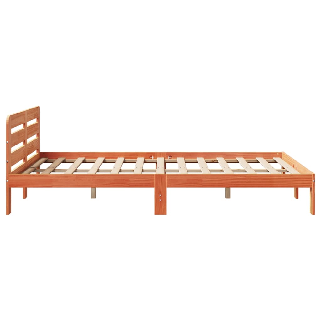Solid Pine Wood Bed Frame, Wax Brown 160x200 cm, No Mattress