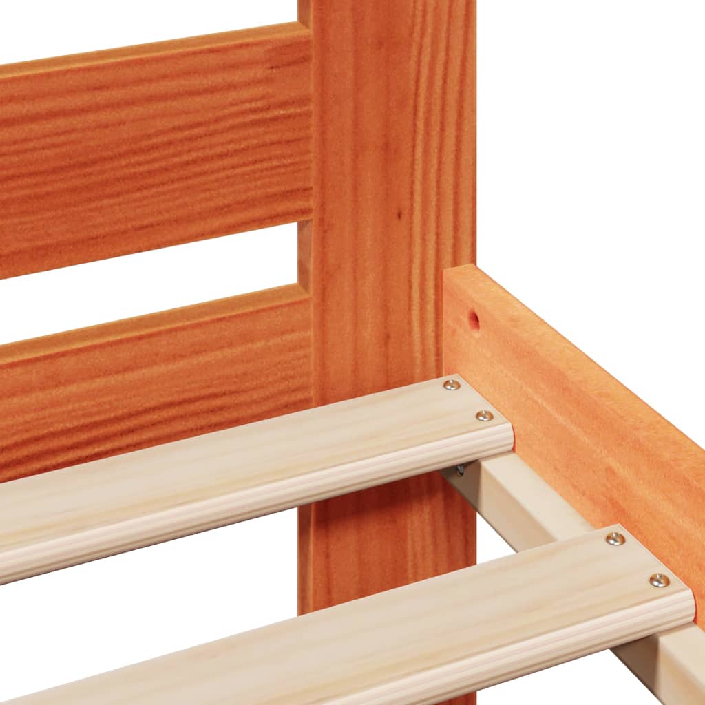 Solid Pine Wood Bed Frame, Wax Brown 160x200 cm, No Mattress