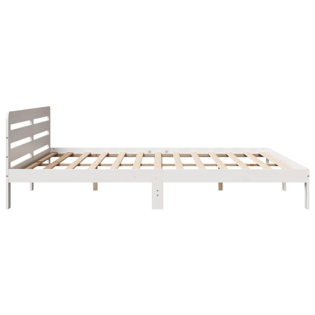 Solid Pine Wood Bed Frame 200x200 cm - White Finish