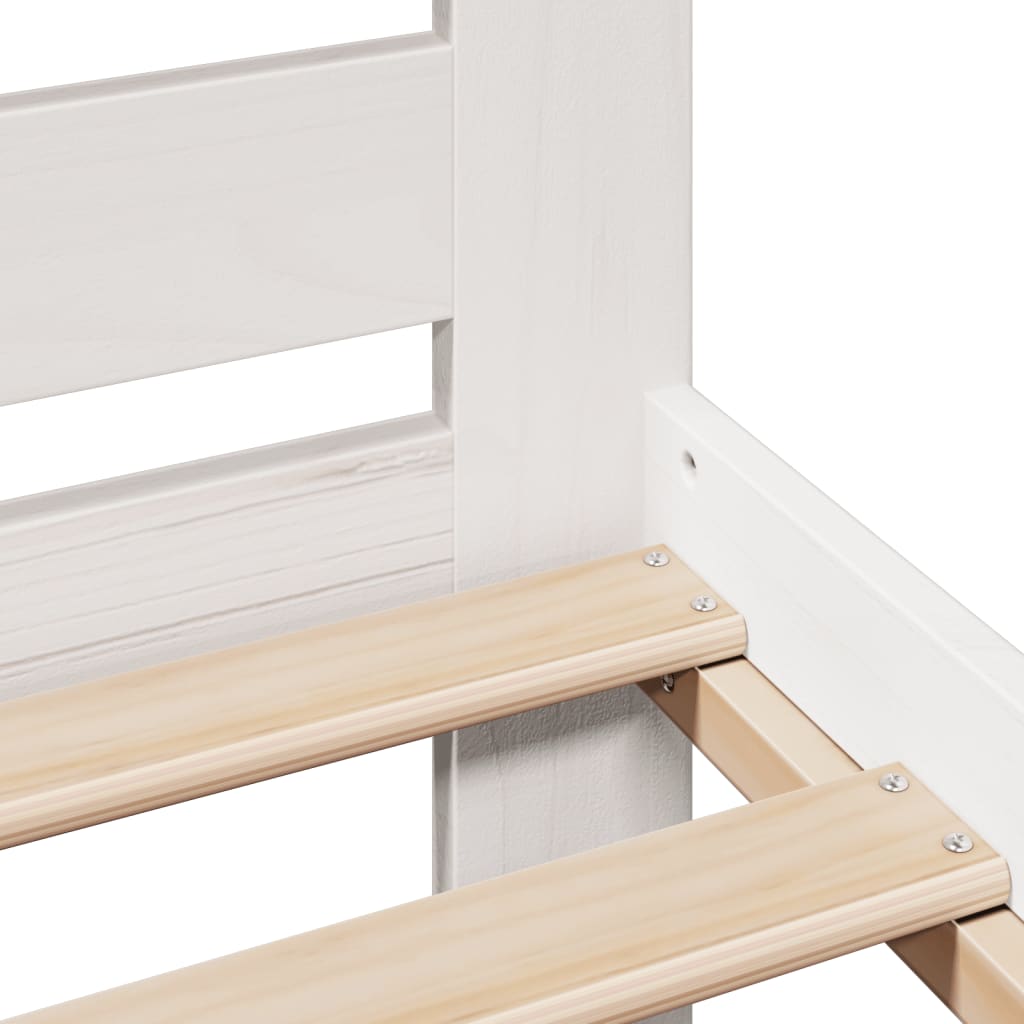 Solid Pine Wood Bed Frame 200x200 cm - White Finish