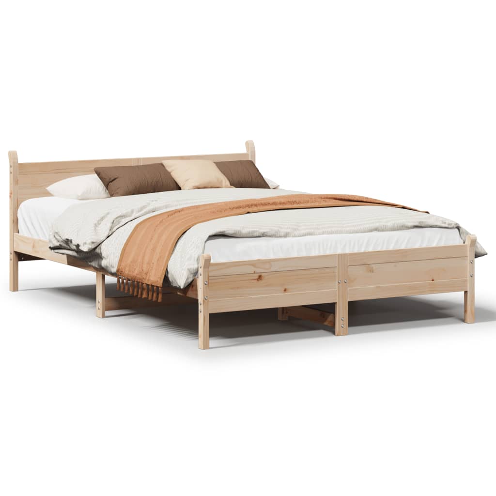 Solid Pine Wood Bed Frame 160x200 cm - No Mattress Included