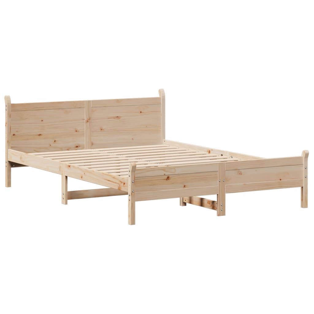 Solid Pine Wood Bed Frame 160x200 cm - No Mattress Included