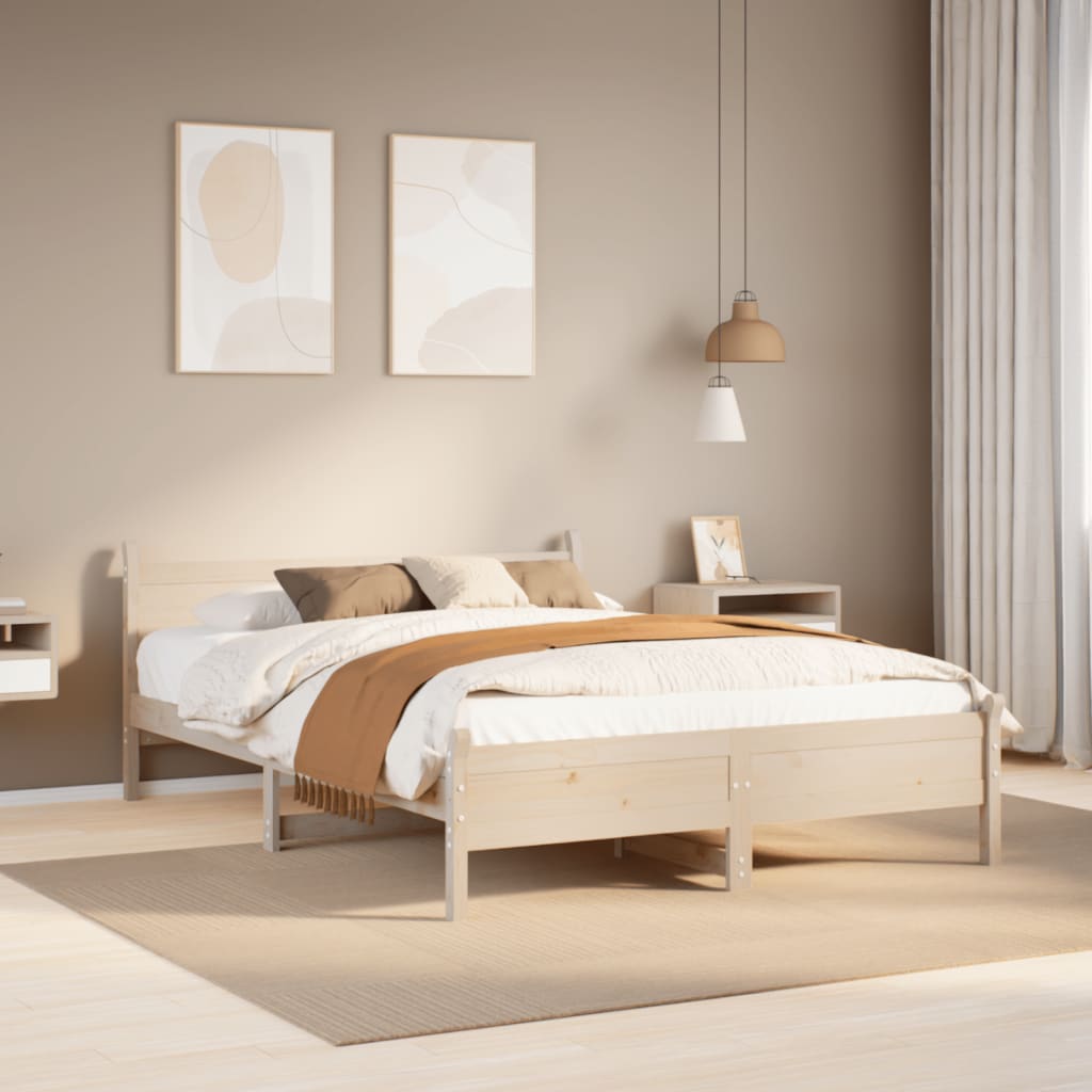 Solid Pine Wood Bed Frame 160x200 cm - No Mattress Included