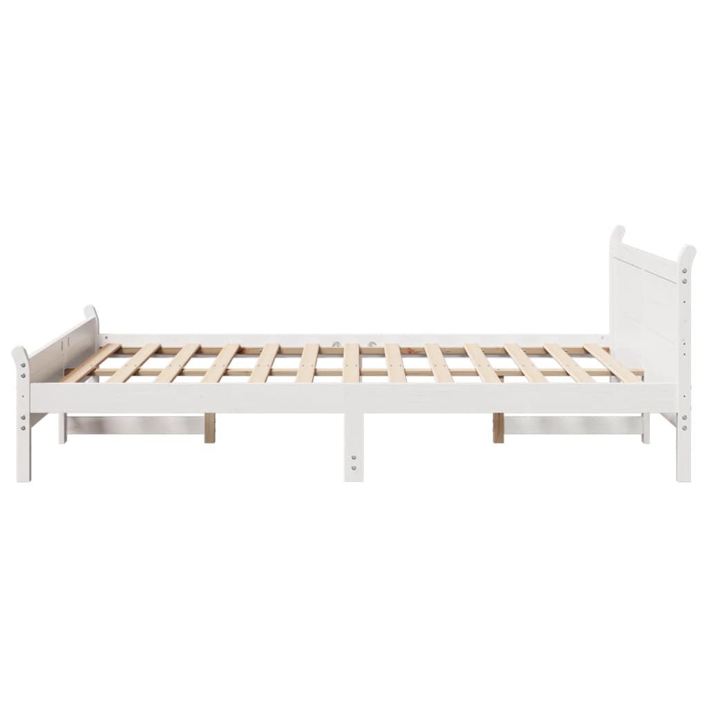 White Solid Pine Wood Bed Frame 120x200 cm - No Mattress Included