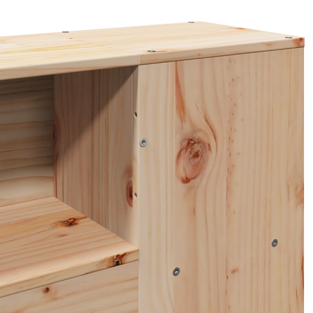 Solid Pine Headboard with Storage, 200cm - Natural Wood Finish