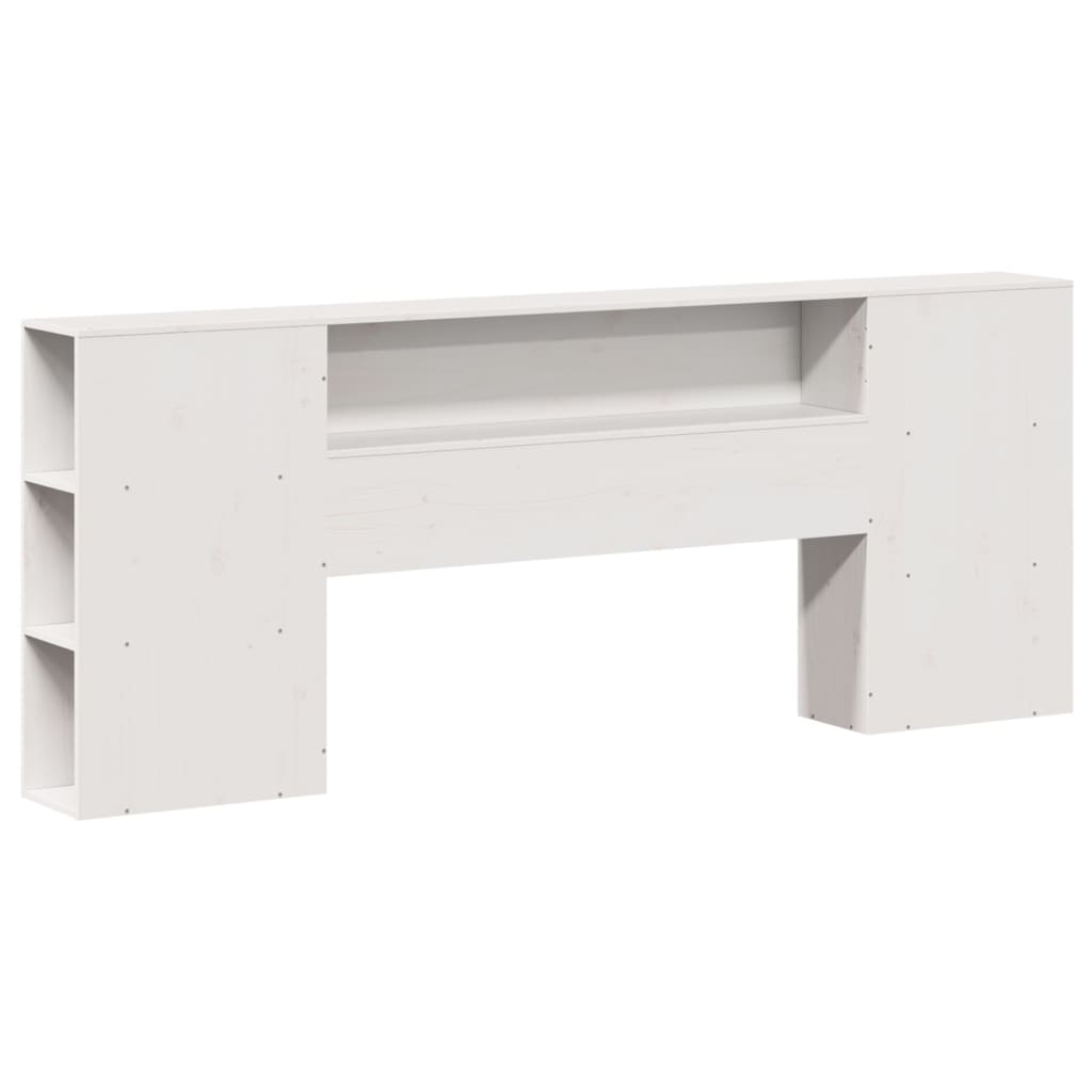 White Solid Pine Headboard with Storage, 200 cm