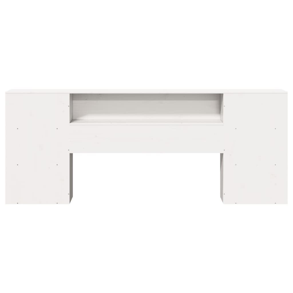 White Solid Pine Headboard with Storage, 200 cm