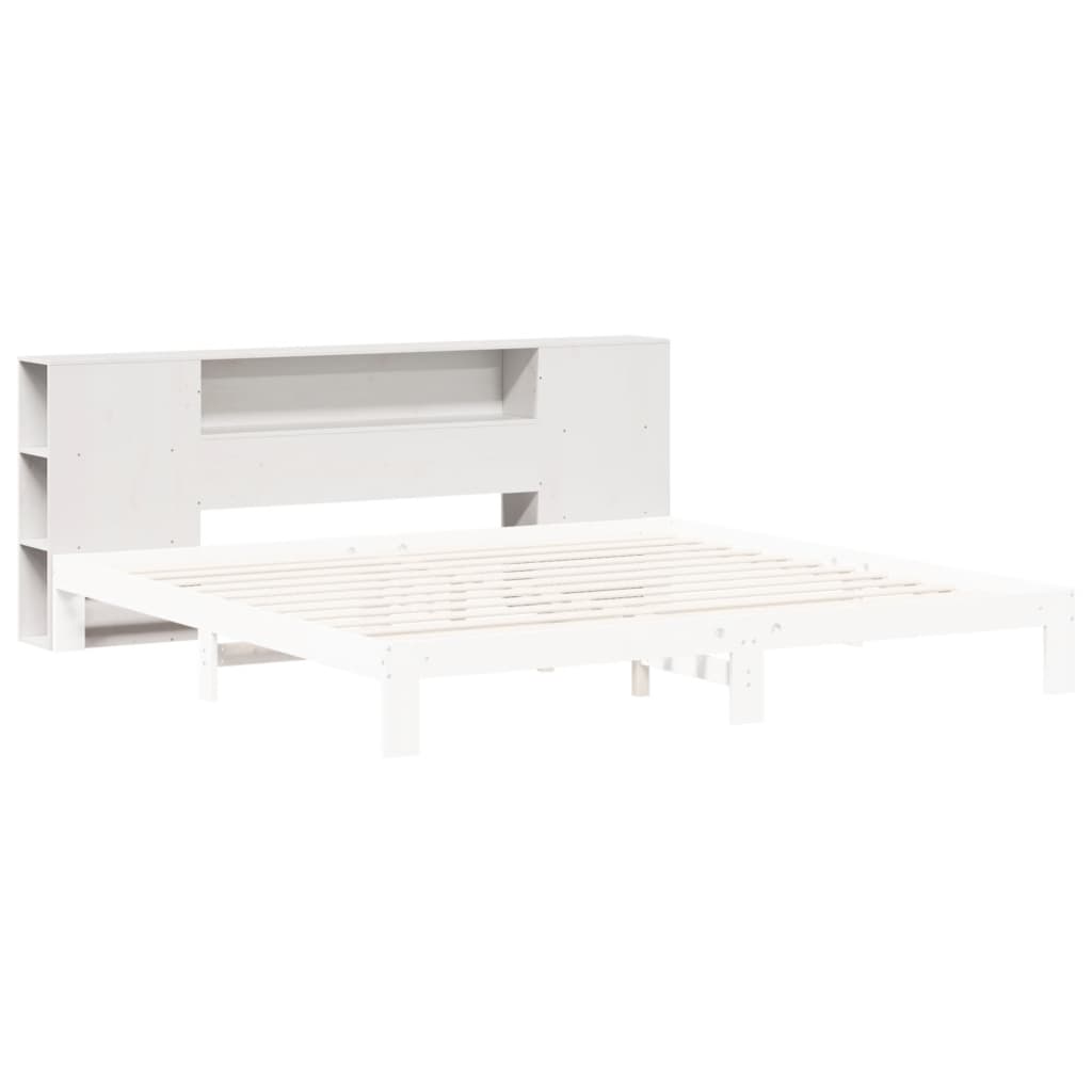 White Solid Pine Headboard with Storage, 200 cm