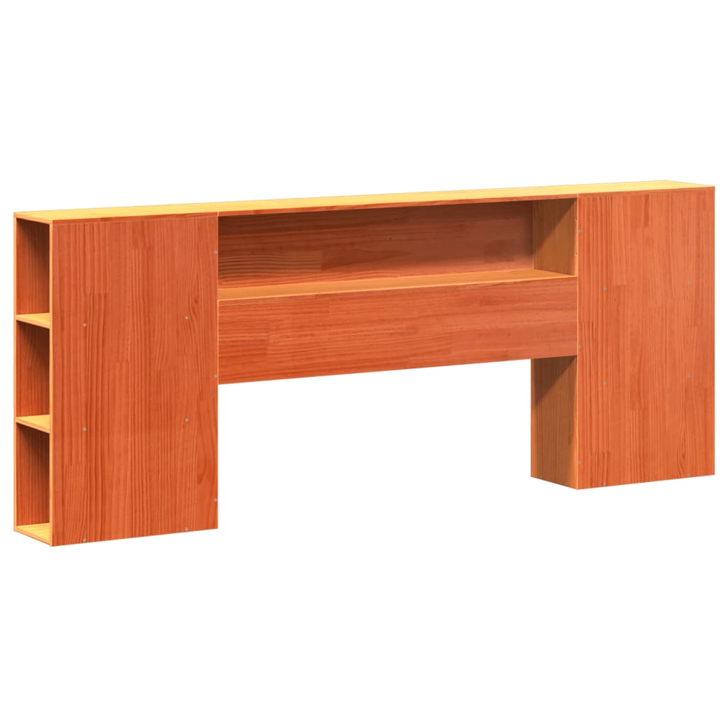 Headboard with Storage Wax Brown 200 cm Solid Wood Pine