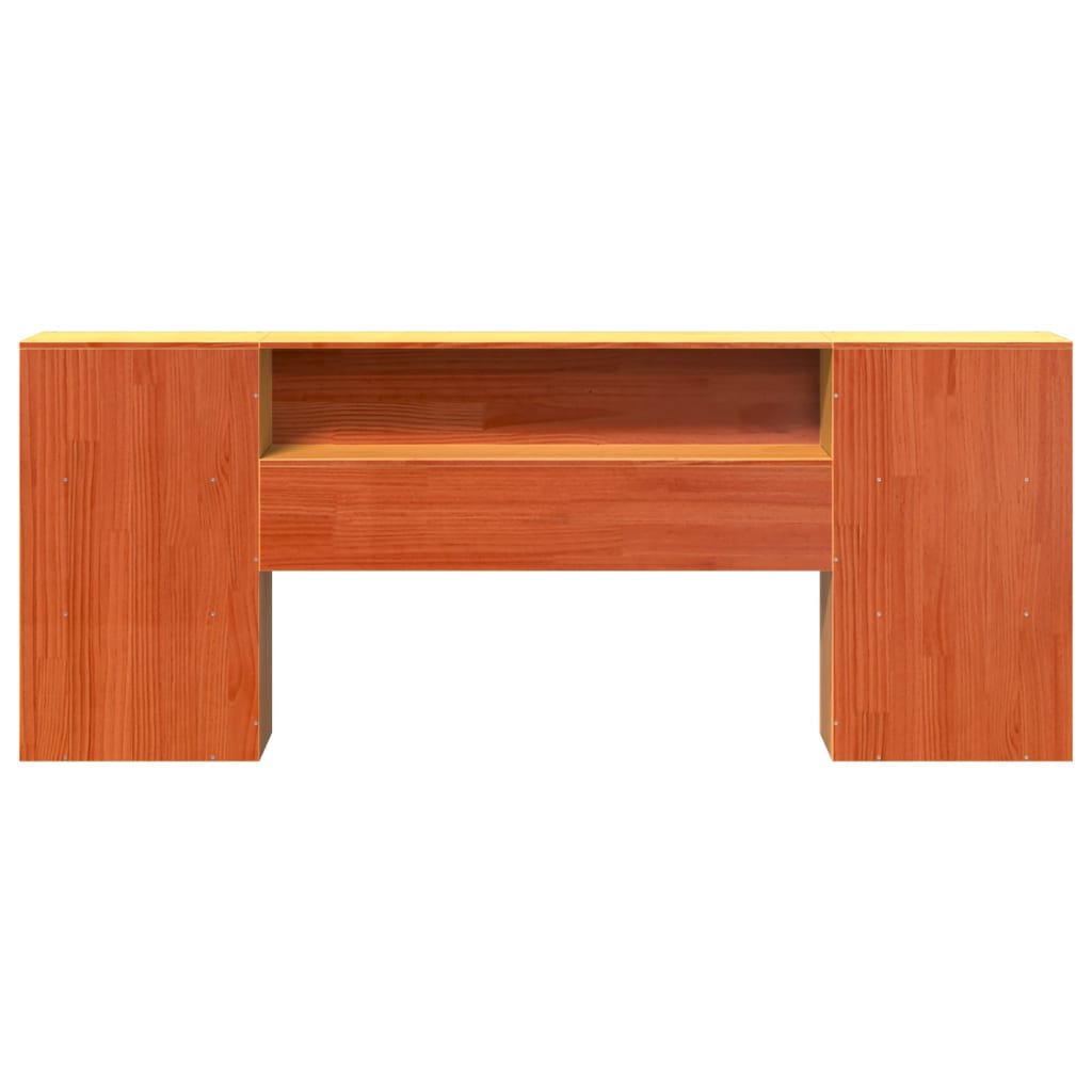 Headboard with Storage Wax Brown 200 cm Solid Wood Pine