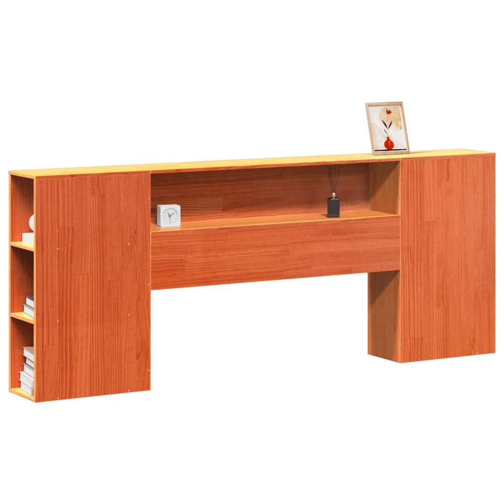 Headboard with Storage Wax Brown 180 cm Solid Wood Pine