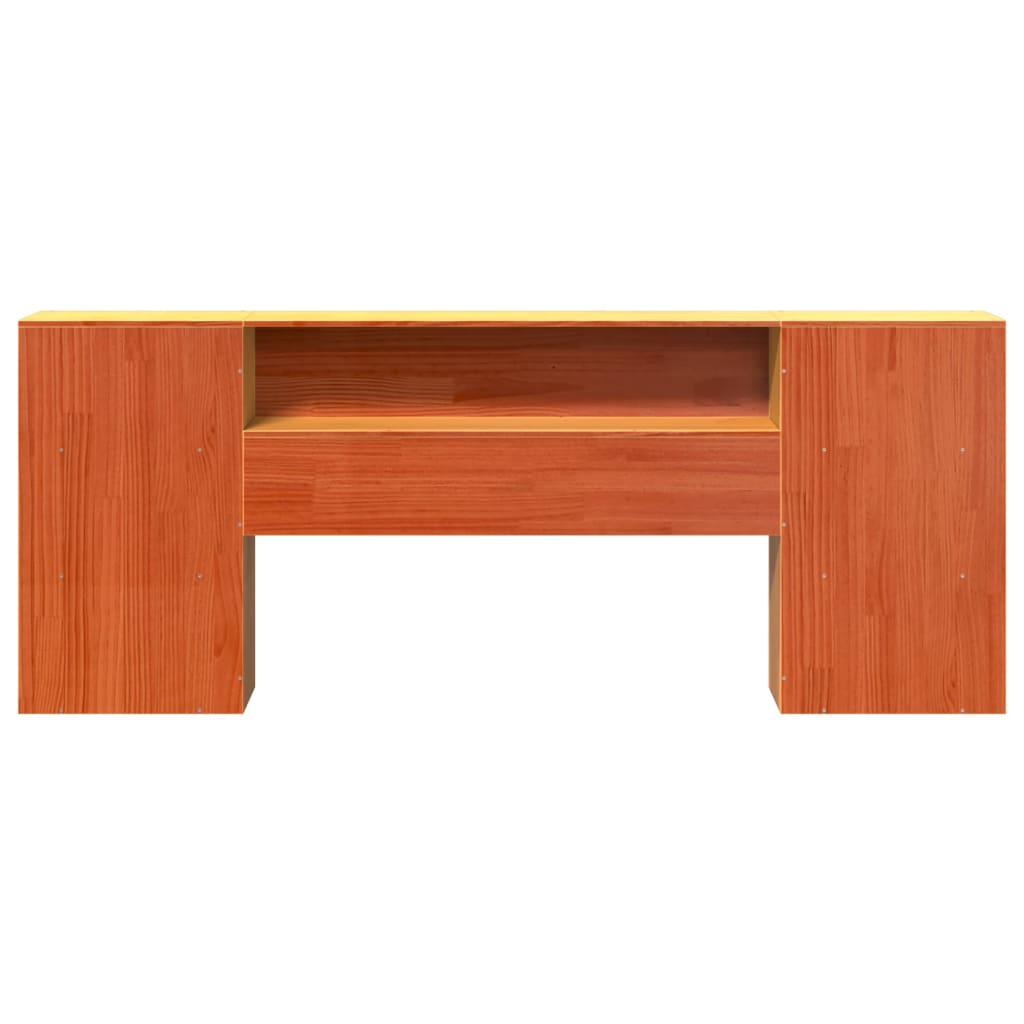 Headboard with Storage Wax Brown 180 cm Solid Wood Pine