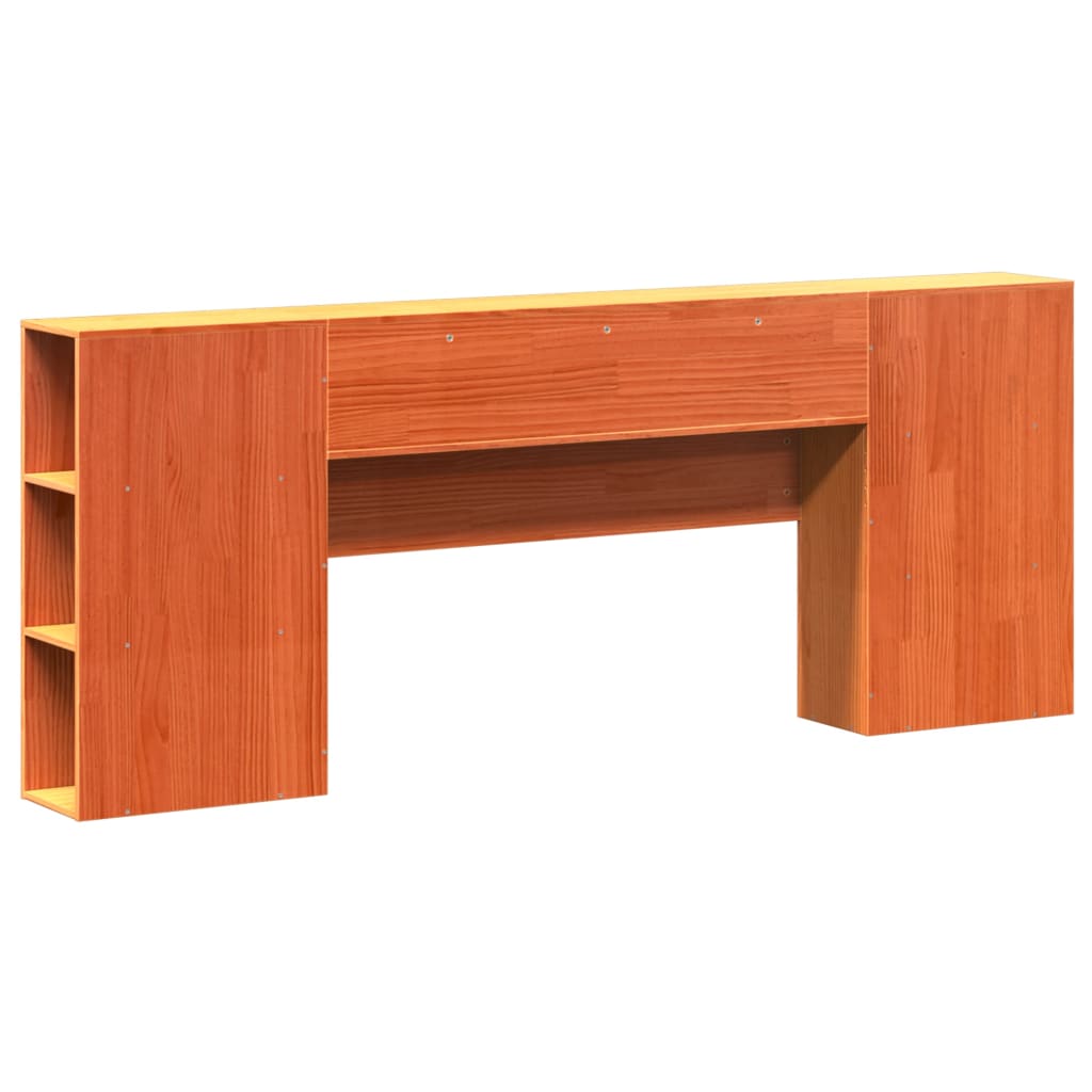 Headboard with Storage Wax Brown 180 cm Solid Wood Pine
