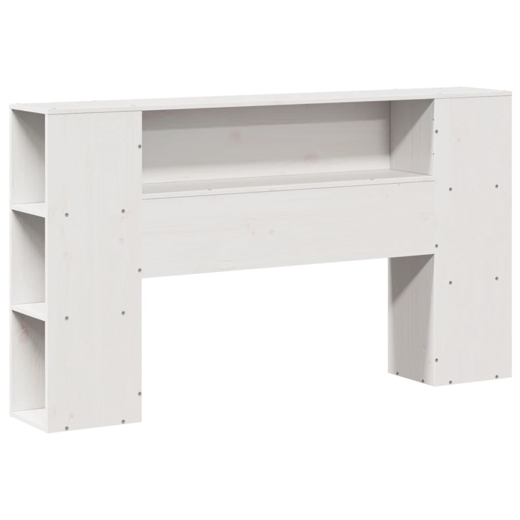 White Solid Wood Pine Headboard with Storage, 160 cm