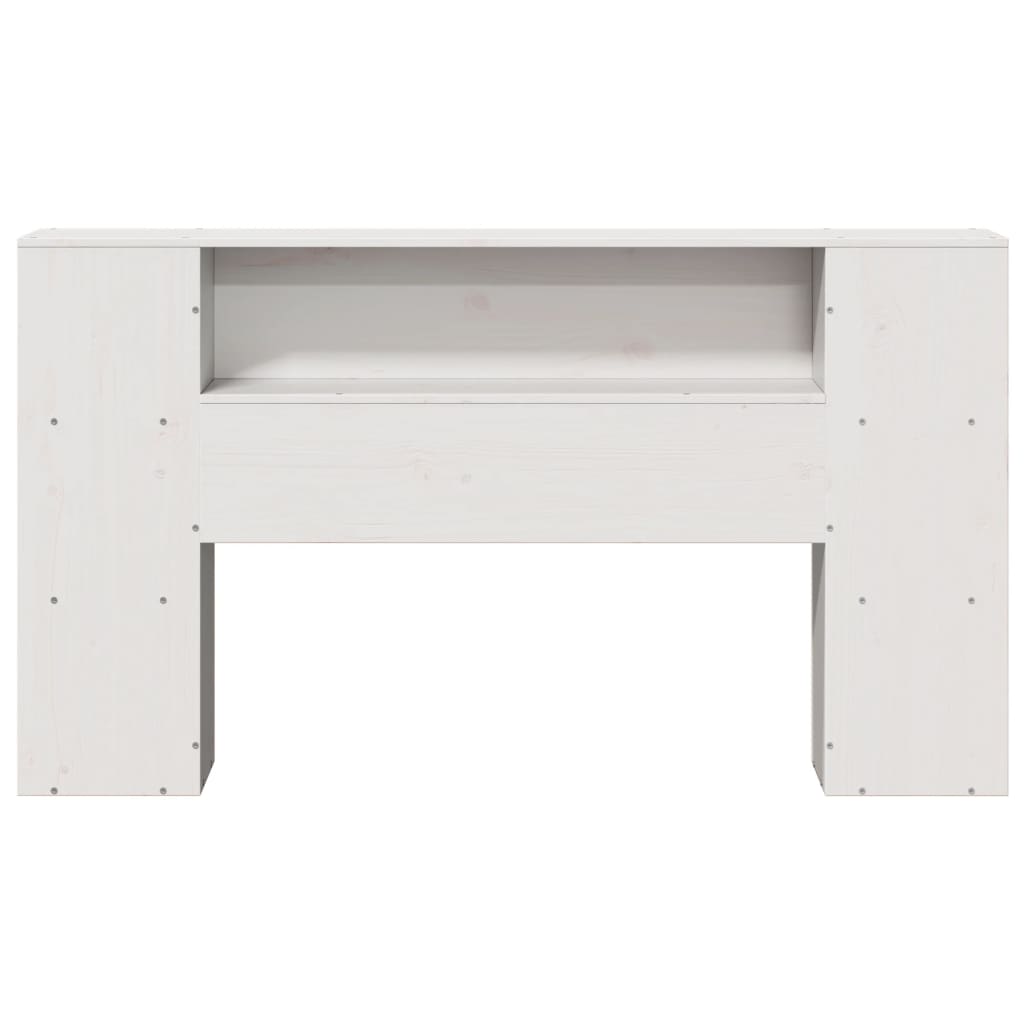 White Solid Wood Pine Headboard with Storage, 160 cm