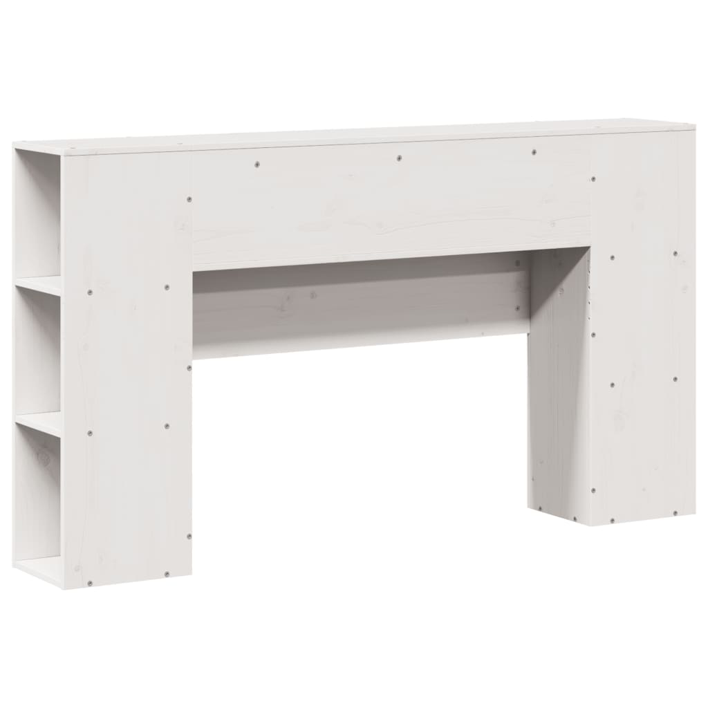 White Solid Wood Pine Headboard with Storage, 160 cm