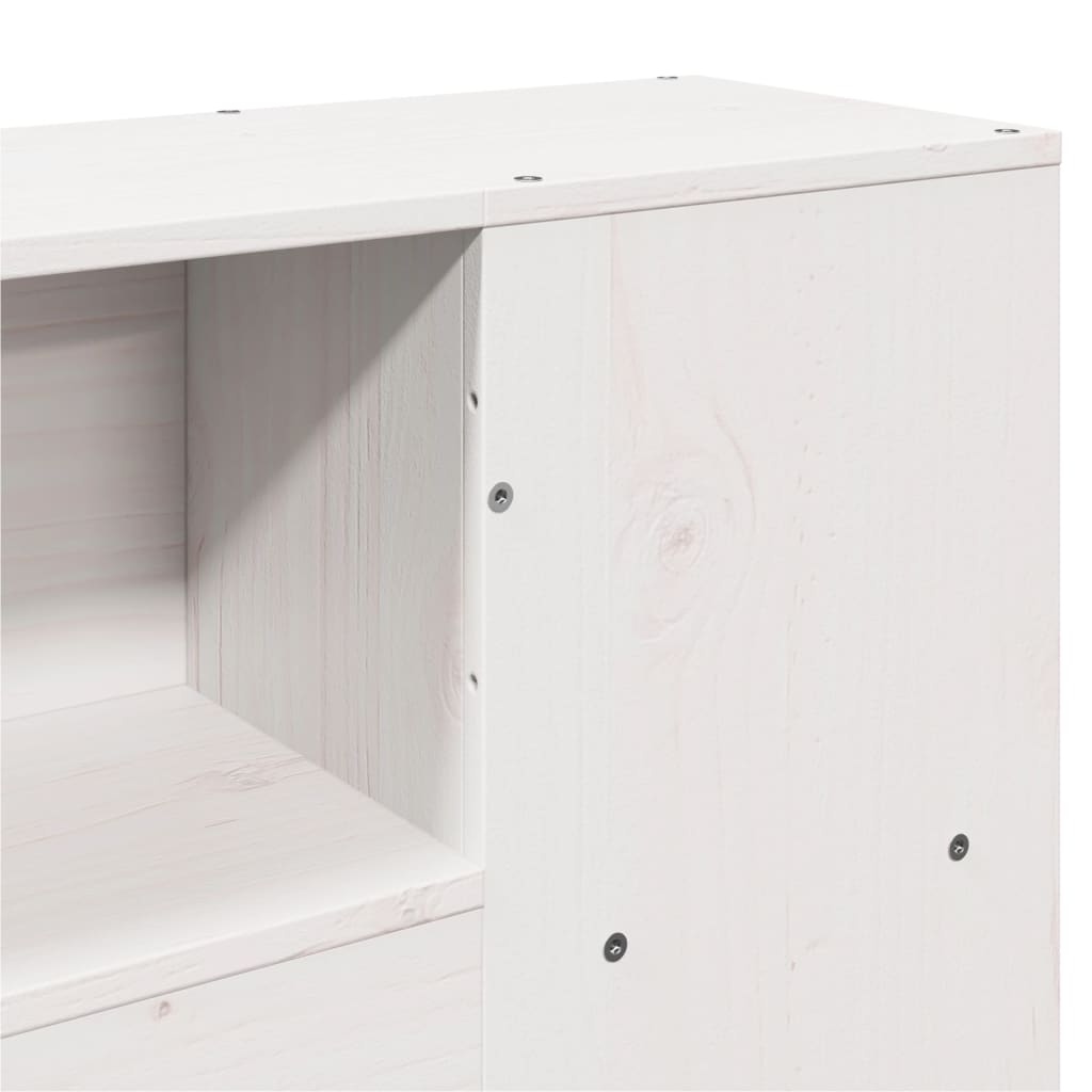 White Solid Wood Pine Headboard with Storage, 160 cm