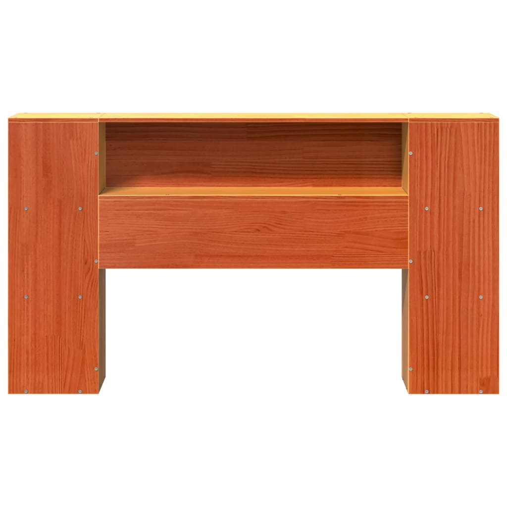 Solid Pine Headboard with Storage, Wax Brown 160cm