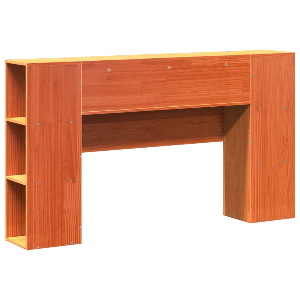 Solid Pine Headboard with Storage, Wax Brown 160cm