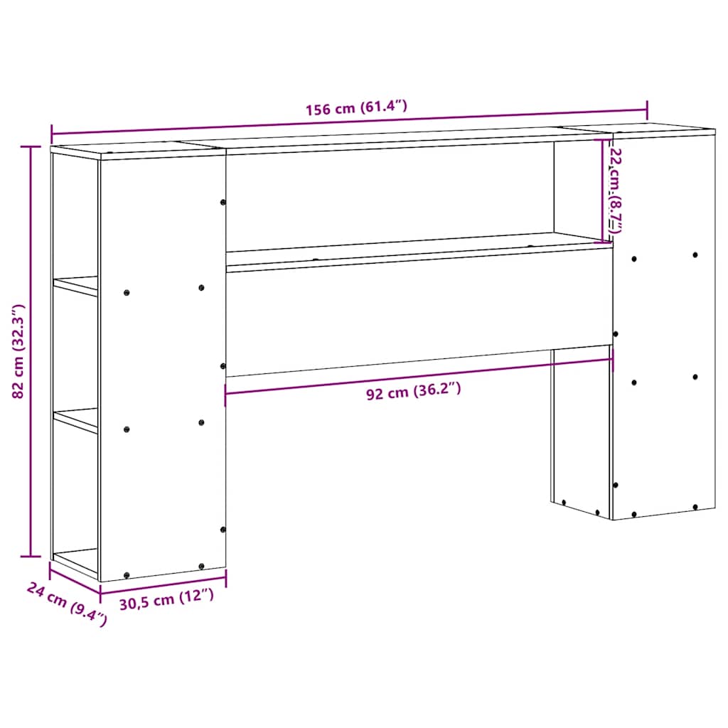 Solid Pine White Headboard with Storage, 150 cm - Stylish & Practical