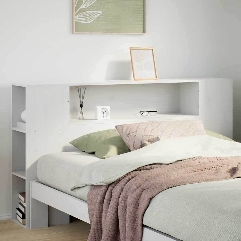 Solid Pine White Headboard with Storage, 150 cm - Stylish & Practical