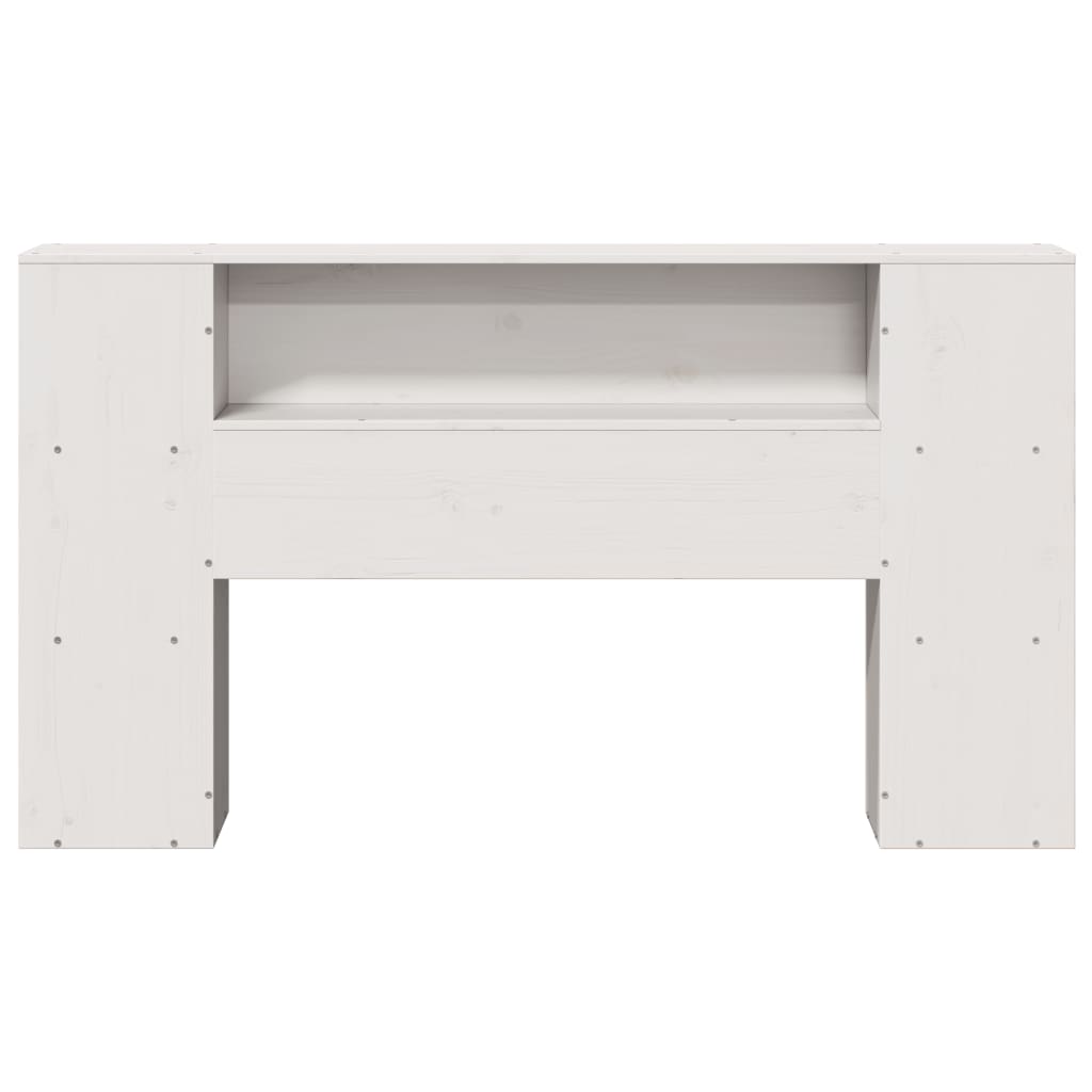 White Solid Pine Headboard with Storage - 140 cm