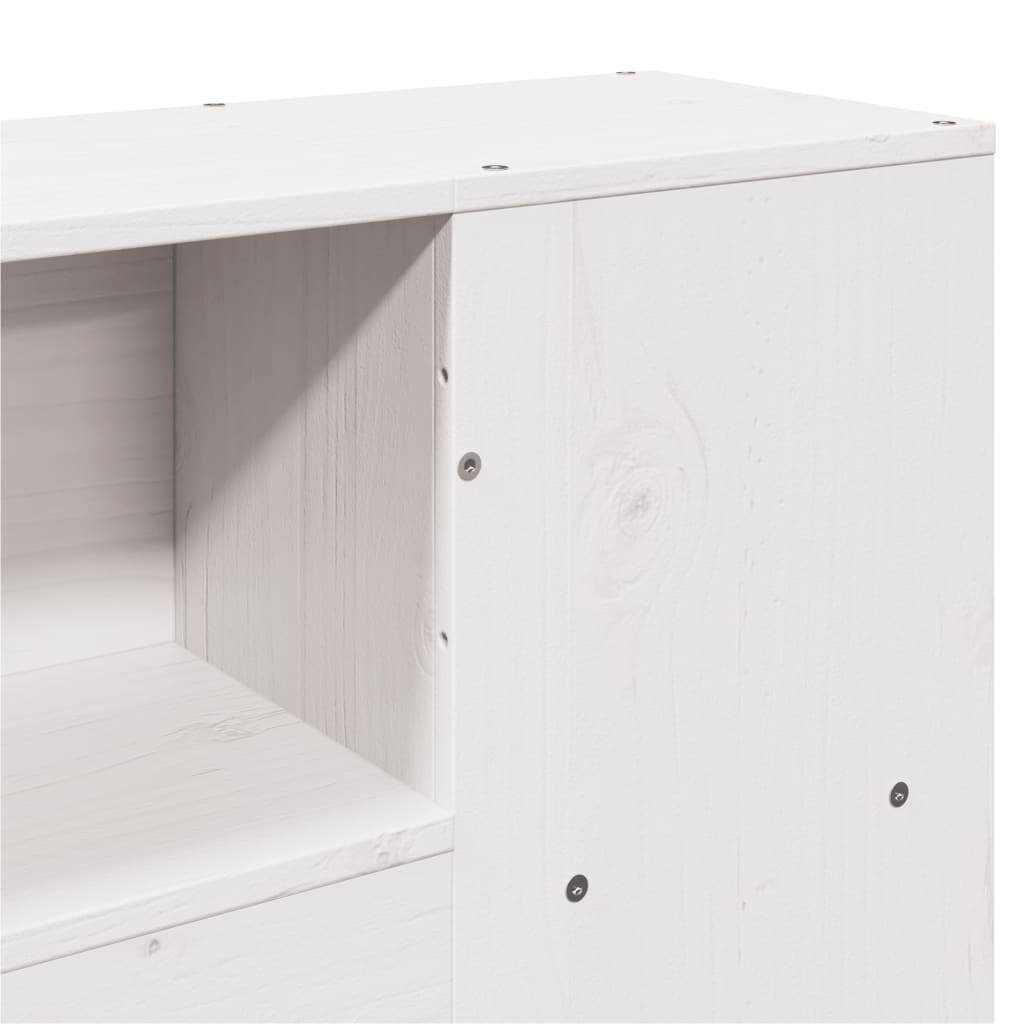 White Solid Pine Headboard with Storage - 140 cm