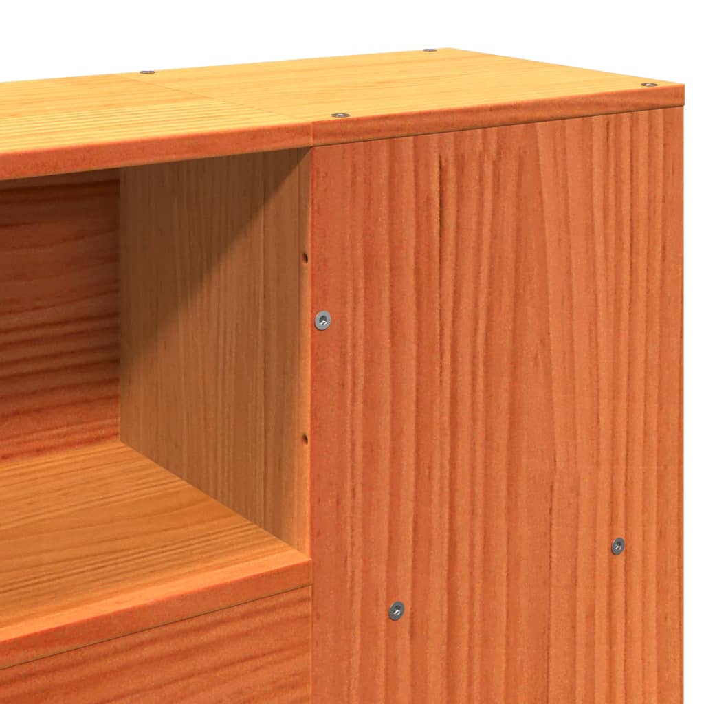 Solid Pine Headboard with Storage, Wax Brown, 135 cm