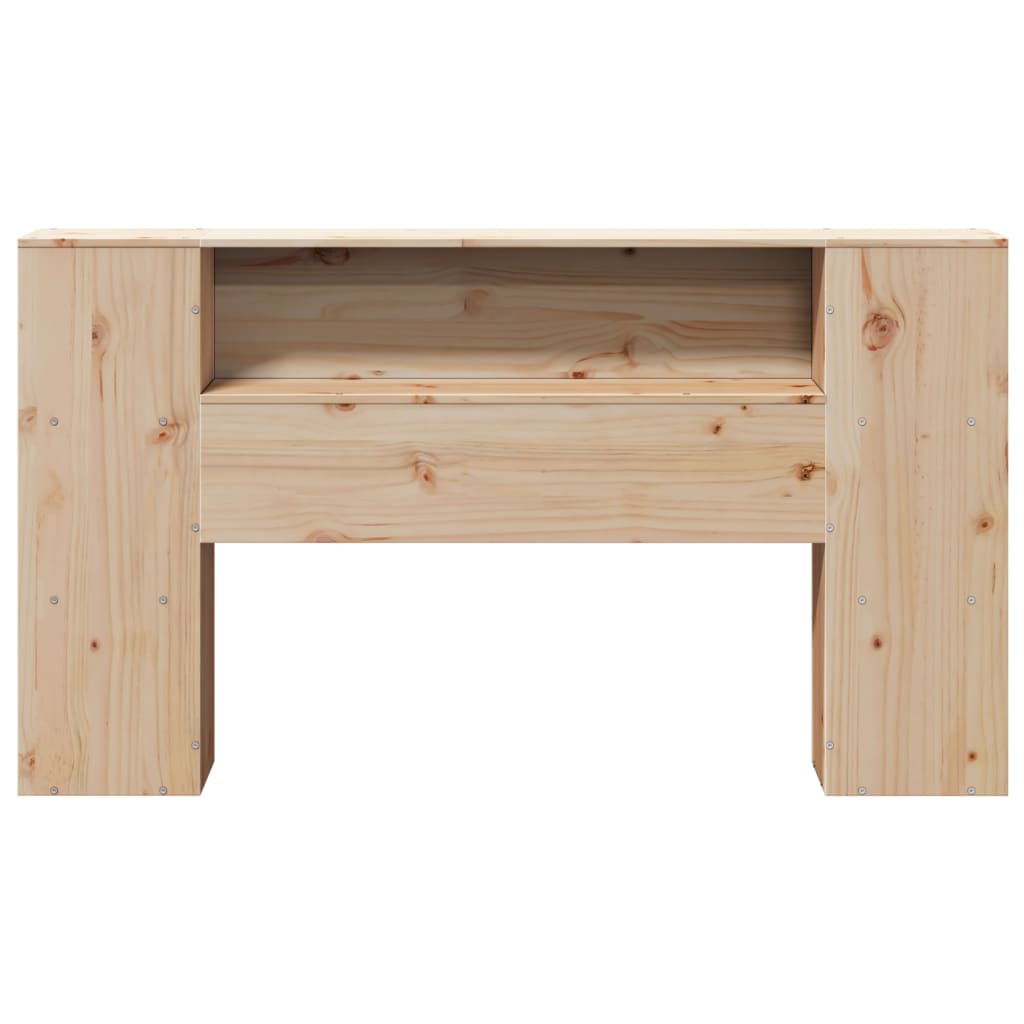 Solid Pine 120cm Headboard with Storage - Natural Wood Finish
