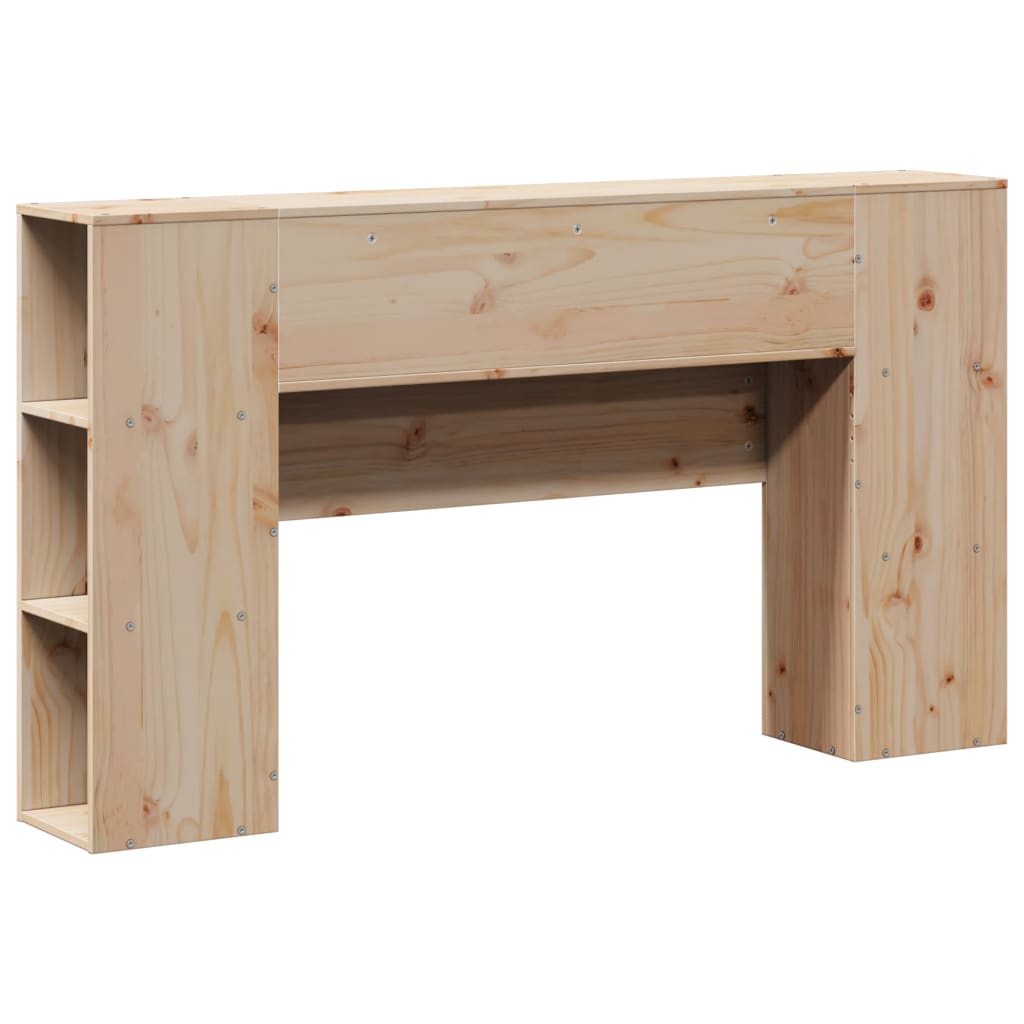 Solid Pine 120cm Headboard with Storage - Natural Wood Finish