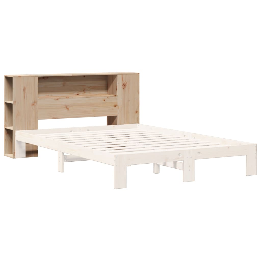 Solid Pine 120cm Headboard with Storage - Natural Wood Finish
