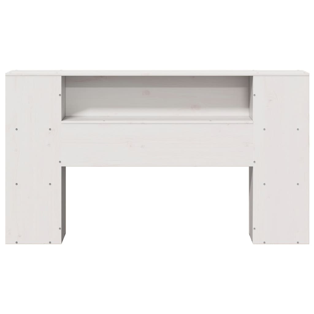 Solid Wood White Headboard with Storage, 120 cm - Pine Finish