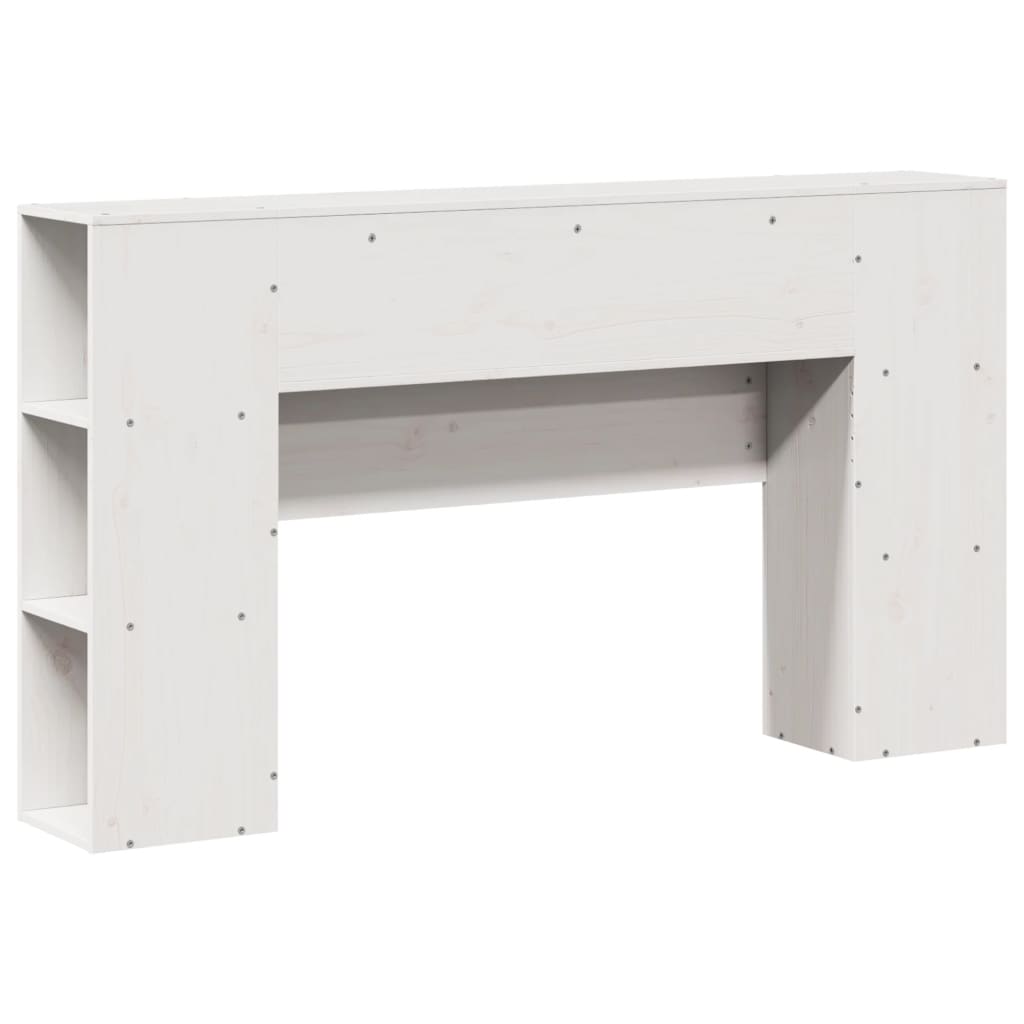 Solid Wood White Headboard with Storage, 120 cm - Pine Finish