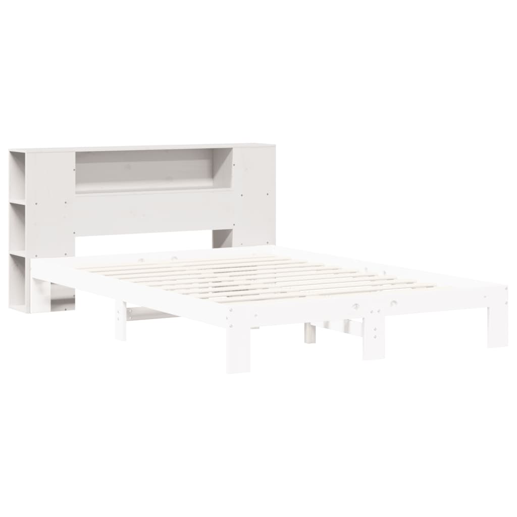 Solid Wood White Headboard with Storage, 120 cm - Pine Finish