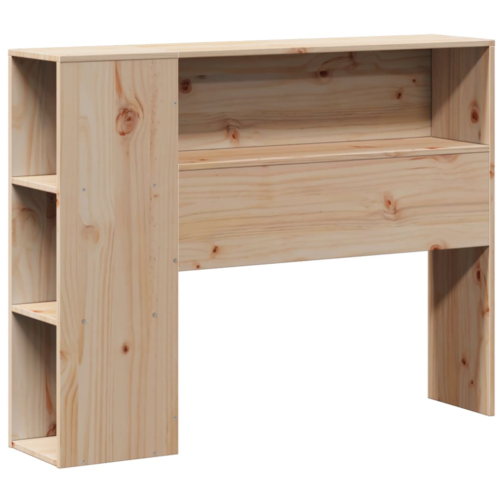 Solid Pine Headboard with Storage, 100 cm - Natural Wood Finish