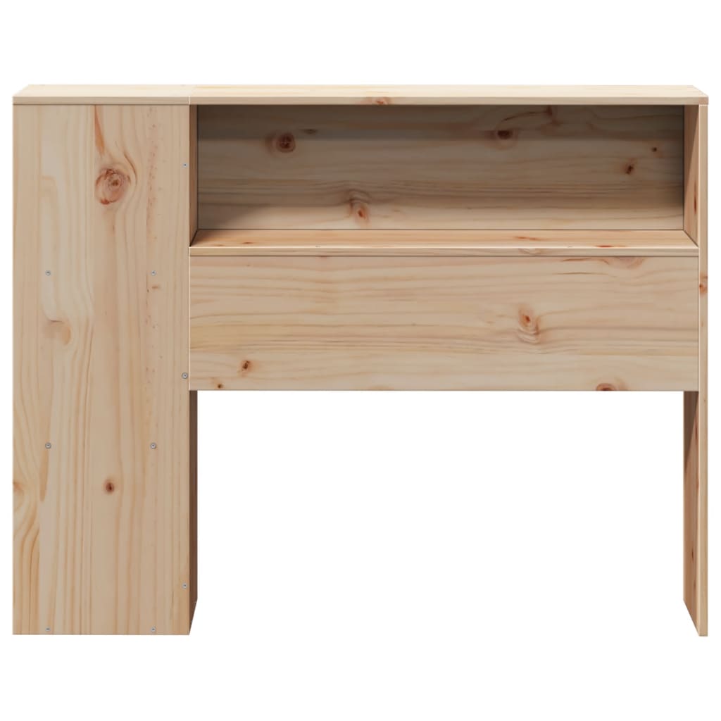 Solid Pine Headboard with Storage, 100 cm - Natural Wood Finish