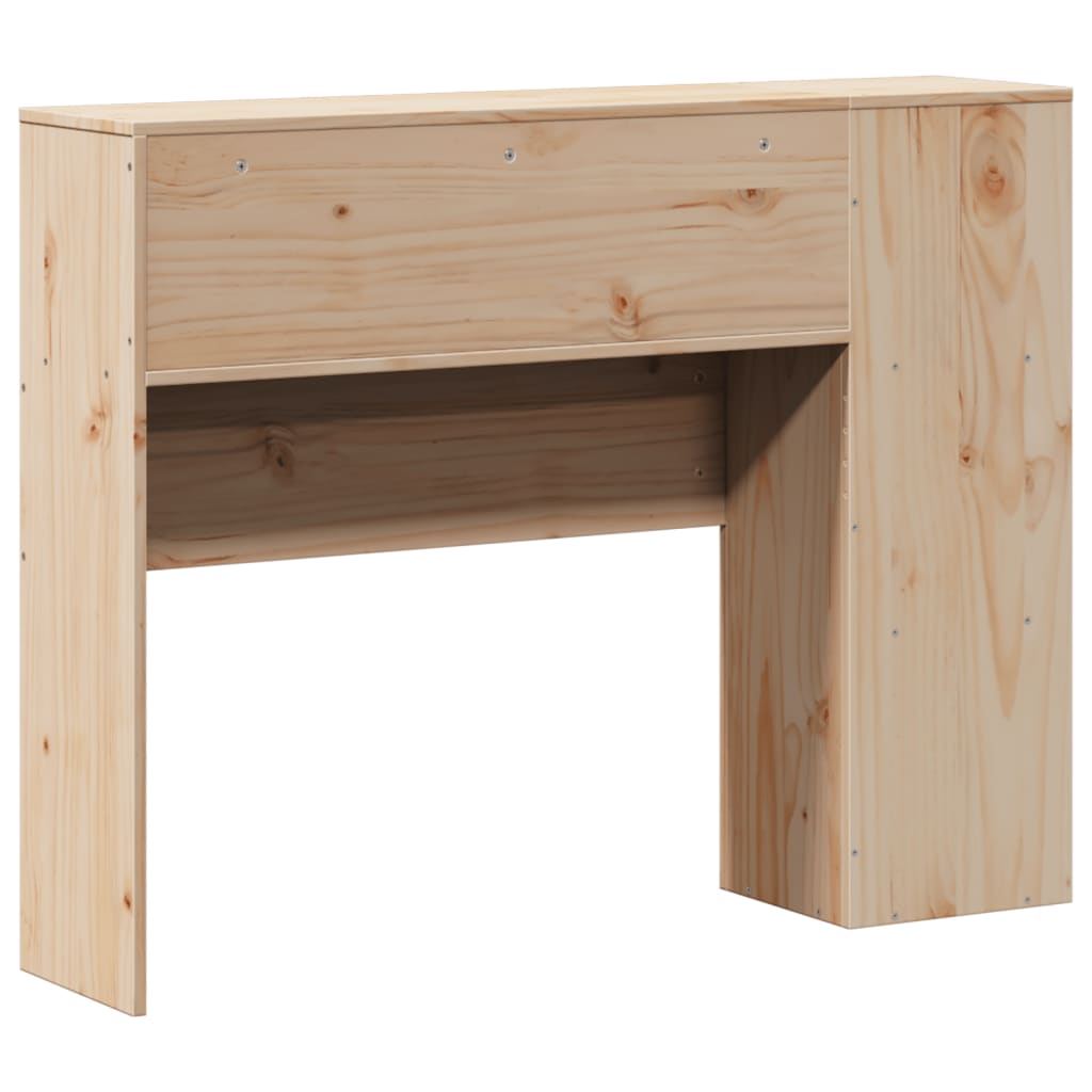 Solid Pine Headboard with Storage, 100 cm - Natural Wood Finish