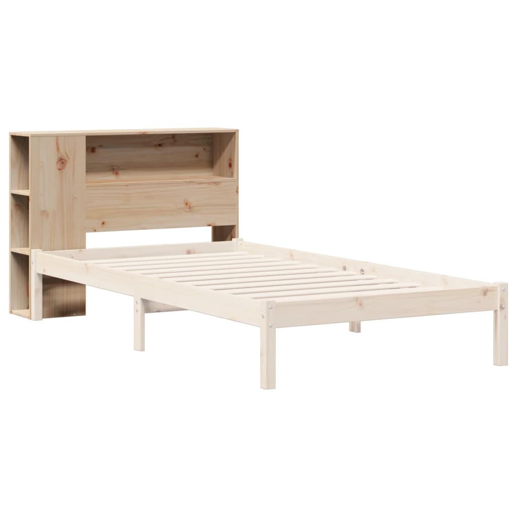 Solid Pine Headboard with Storage, 100 cm - Natural Wood Finish