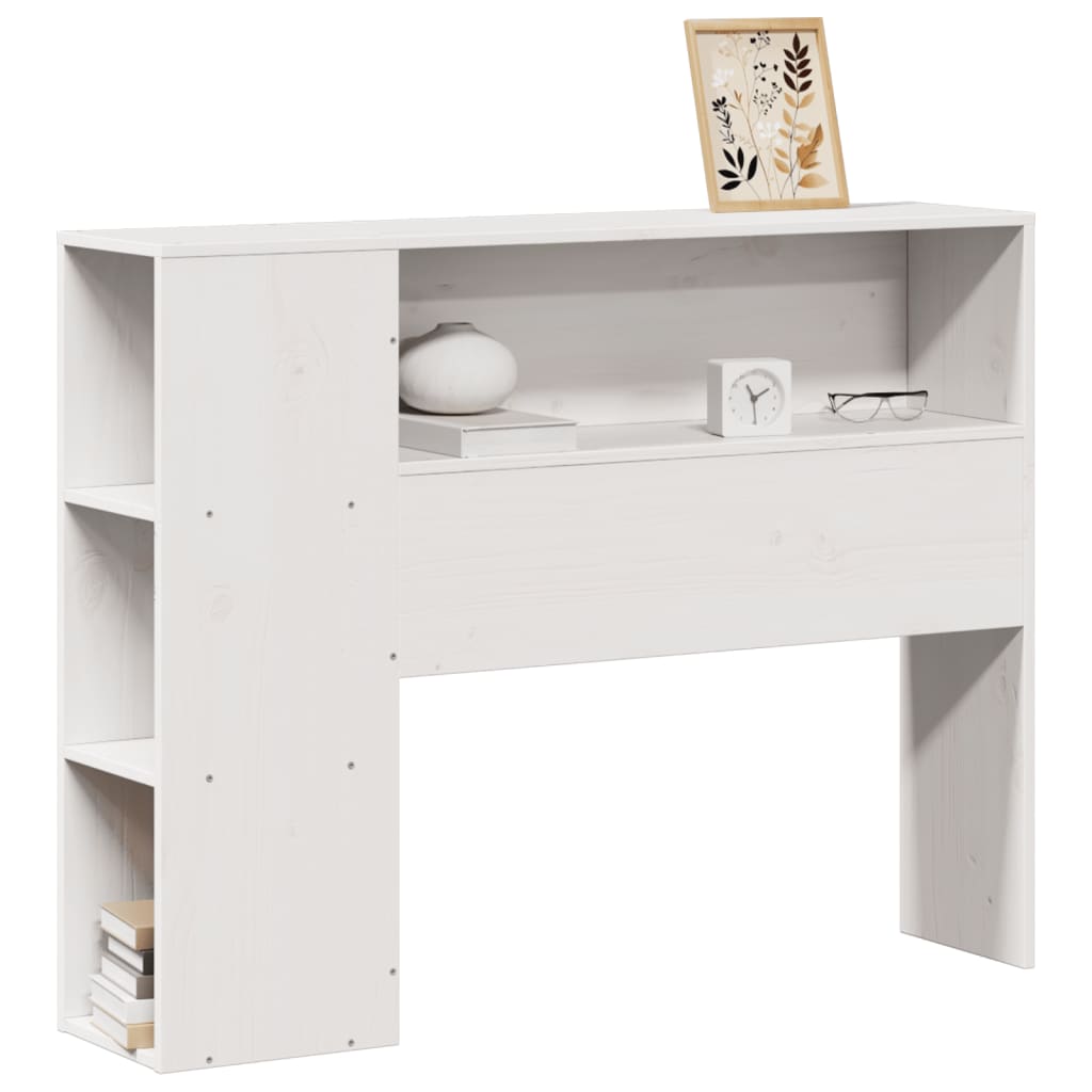 Solid Pine White Headboard with Storage - 100 cm