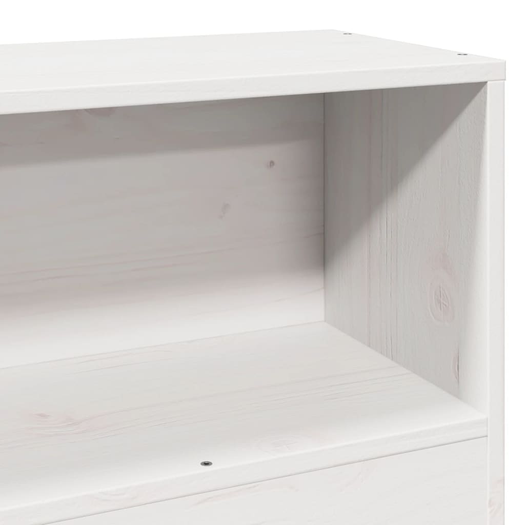 Solid Pine White Headboard with Storage - 100 cm