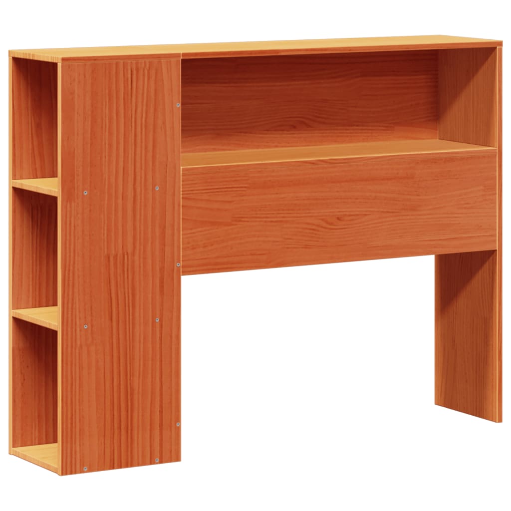 Solid Pine Wood Headboard with Storage, Wax Brown, 75cm