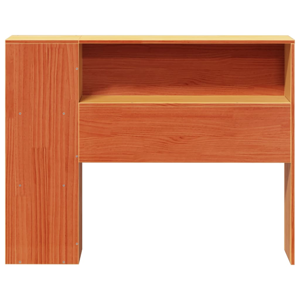 Solid Pine Wood Headboard with Storage, Wax Brown, 75cm
