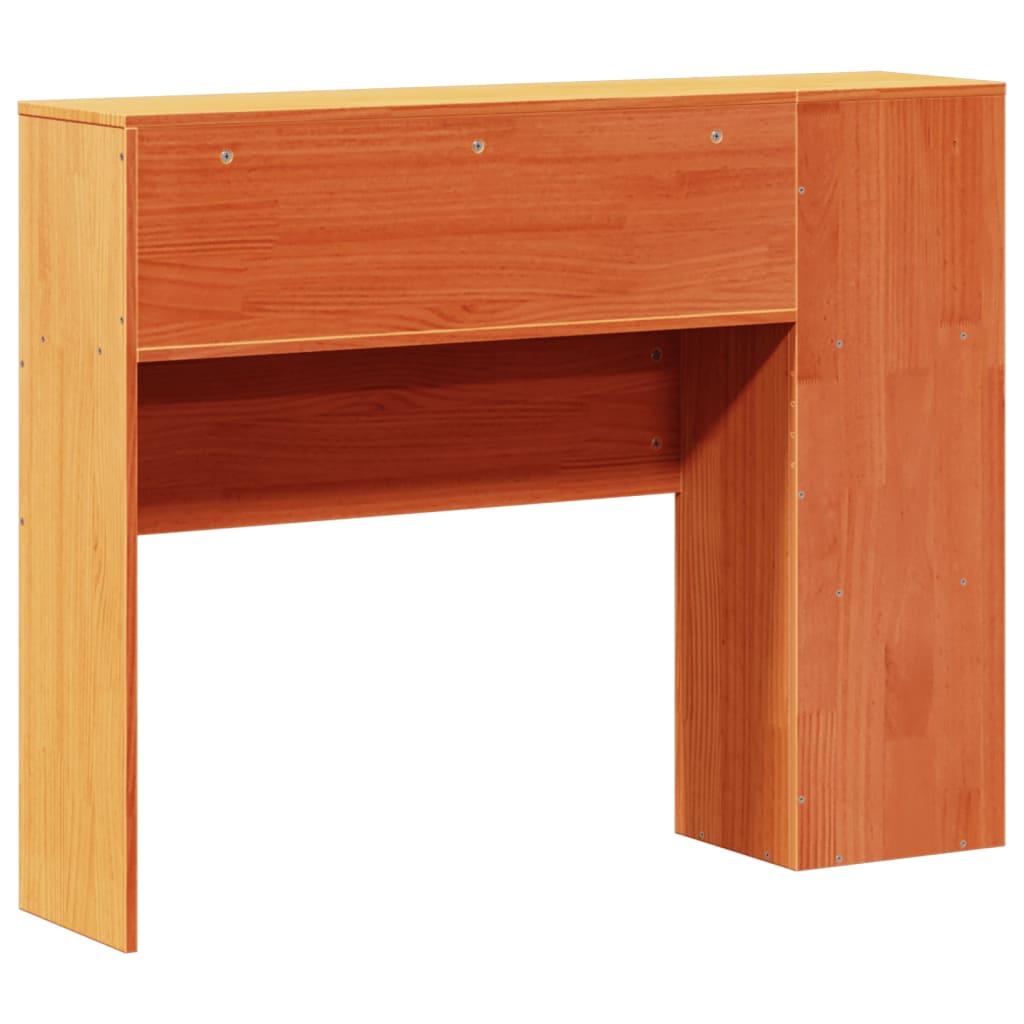 Solid Pine Wood Headboard with Storage, Wax Brown, 75cm