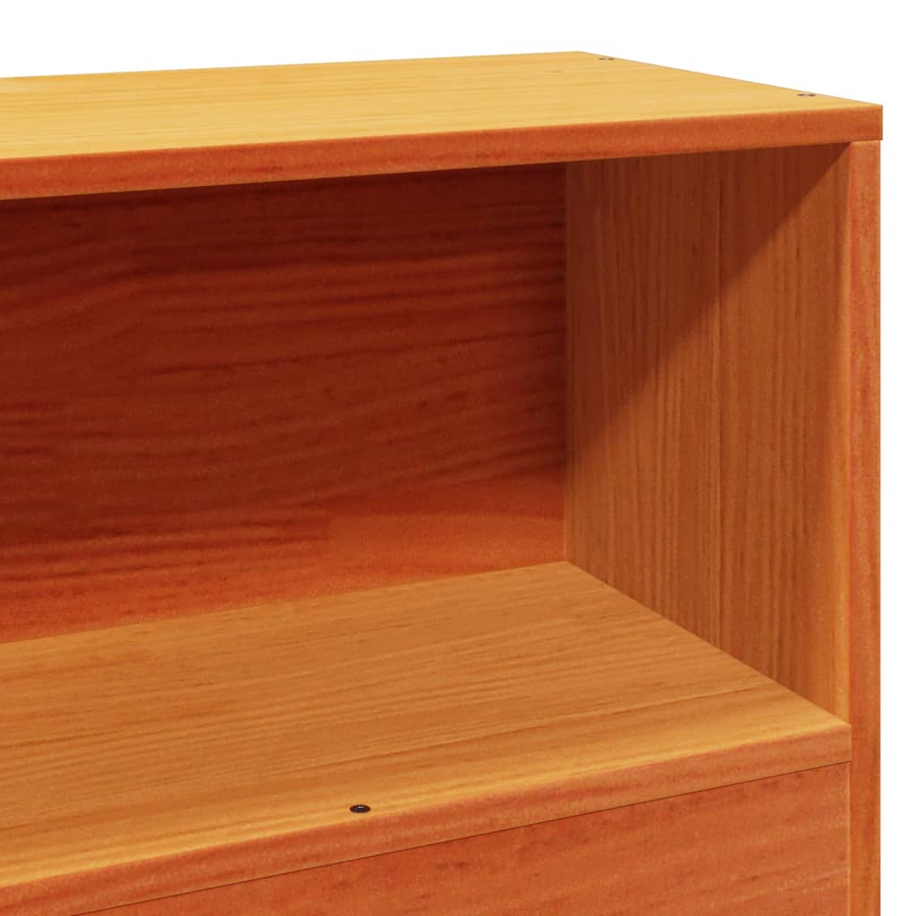Solid Pine Wood Headboard with Storage, Wax Brown, 75cm